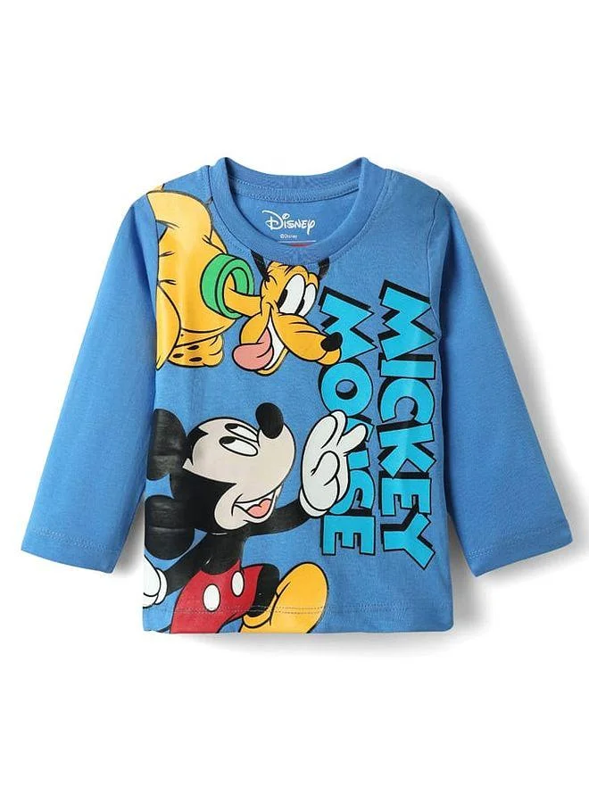 Babyhug Disney Babyhug Disney Single Jersey Knit Full Sleeves T-Shirts with Front & Back Mickey & Friends Graphics - Blue