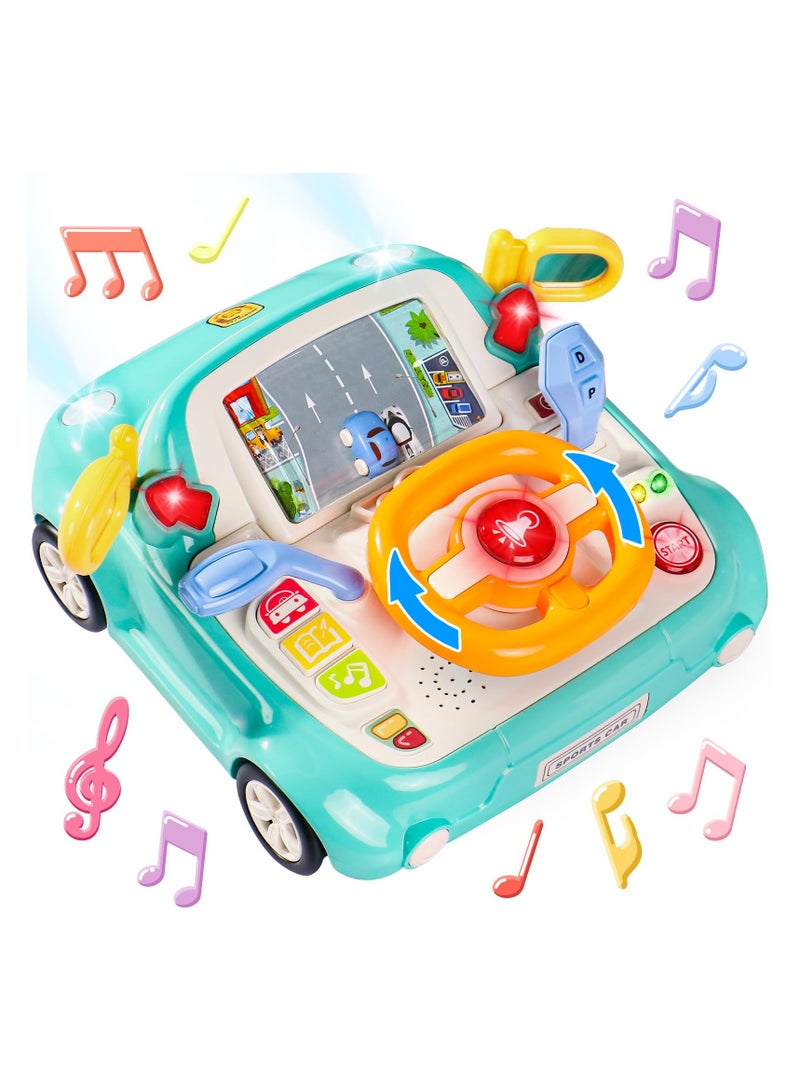 ميكسد لعبة عجلة القيادة للأطفال، لعبة موسيقية للأطفال الصغار، ألعاب تعليمية تفاعلية، محاكاة لقيادة السيارة، لعبة مقعد السيارة تطور المهارات الحركية الدقيقة للأطفال الأولاد والبنات - Image 1