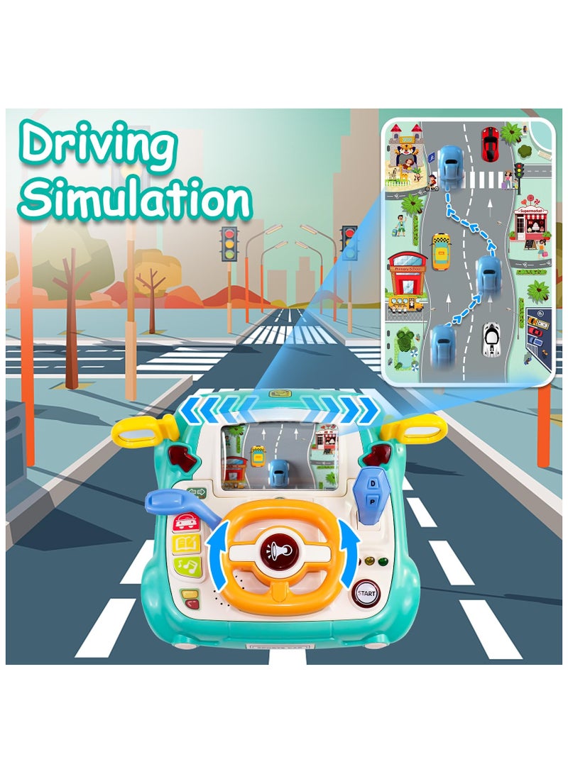 ميكسد لعبة عجلة القيادة للأطفال، لعبة موسيقية للأطفال الصغار، ألعاب تعليمية تفاعلية، محاكاة لقيادة السيارة، لعبة مقعد السيارة تطور المهارات الحركية الدقيقة للأطفال الأولاد والبنات - Image 2