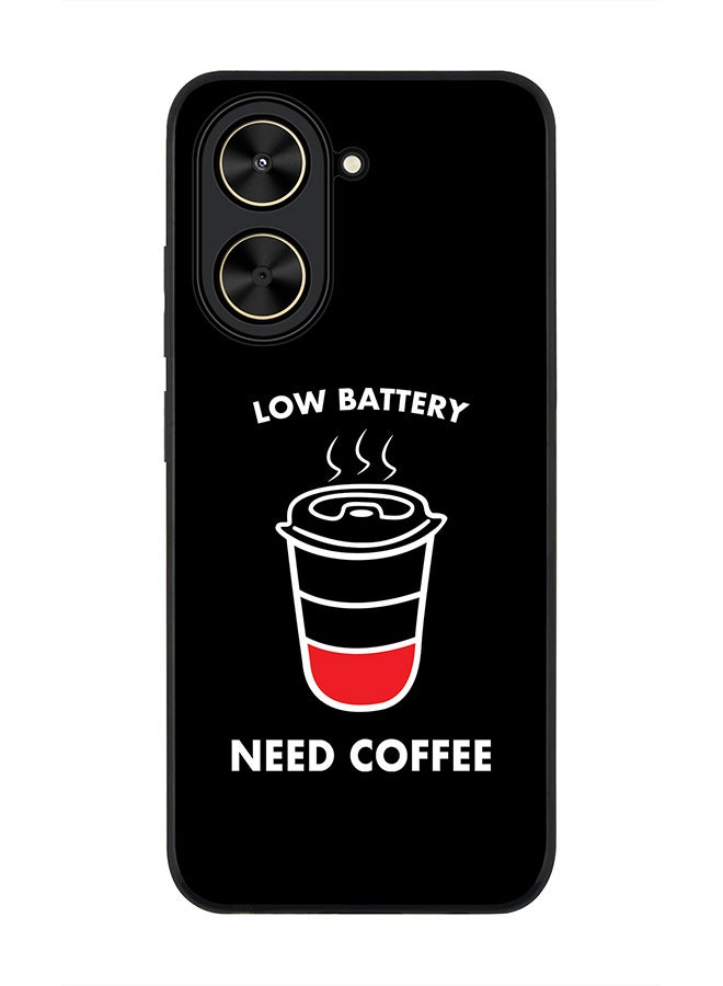Stylizedd For Xiaomi Poco C71 / Redmi A5 4G Case,Slim fit Camera Protection, Shockproof Thin Phone cover  - Low battery need coffee