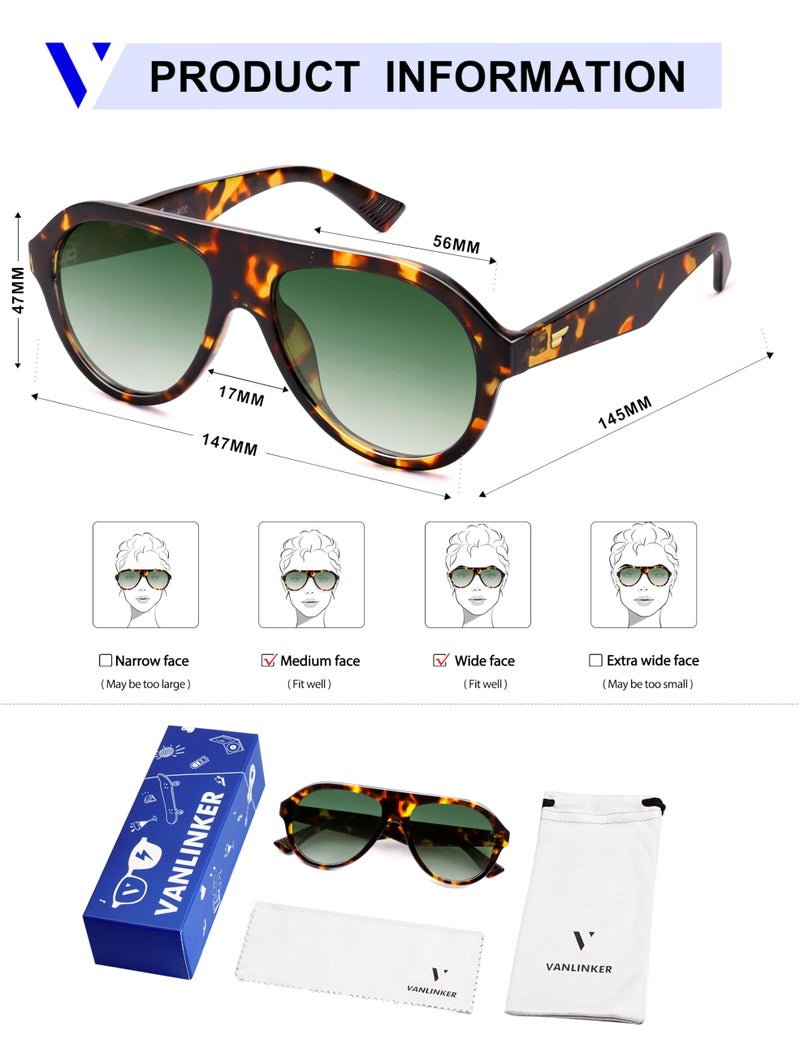 VANLINKER Retro Aviator Polarized Sunglasses for Men Women Trendy 70s Vintage Plastic Frame Sun Glasses VL9750,Green - Image 5
