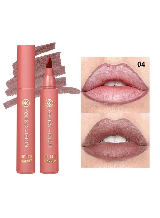 يونج فيجن علامة لون الشفاه ، بقعة الشفاه الخفيفة الوزن ، أحمر الشفاه السائل مع ظلال ماتي عارية ، بطانة الشفاه وعصا 2 في 1 ، ارتداء طويل ومقاوم للماء # 04 - Image 2