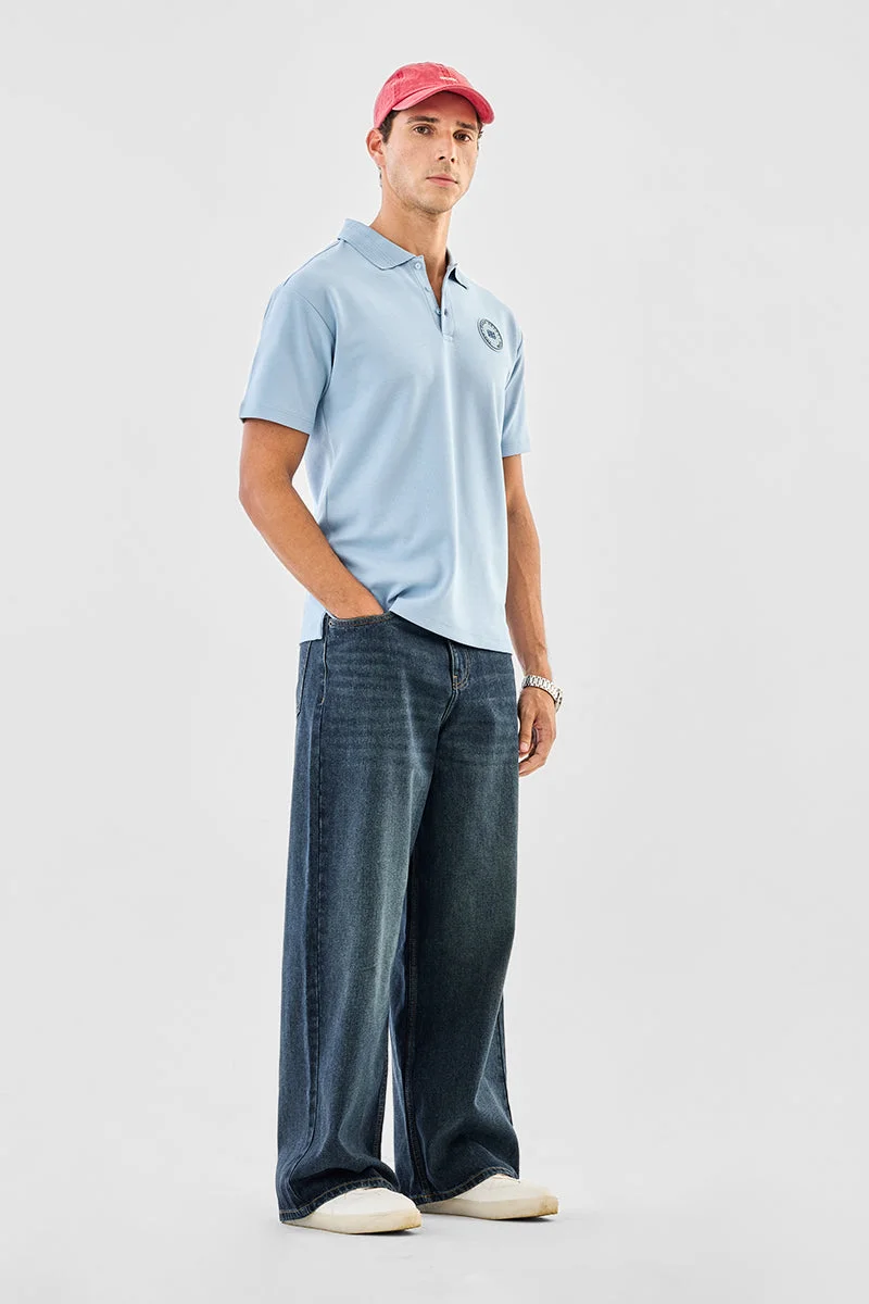 SNITCH Dark Blue Solid Loose Fit Casual Jeans