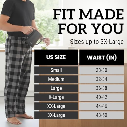 Followme #FollowMe 45902-1A-S Polar Fleece Pajama Pants for Men/Sleepwear/PJs, Red Buffalo Plaid, Small - Image 5