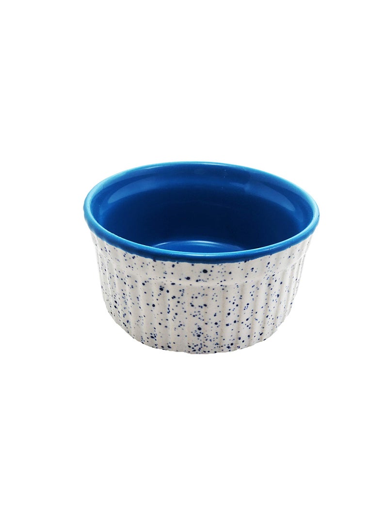 Caffeine Ceramic Handmade Glossy Blue And Matte White Ramekin (Set of 6) - Image 4