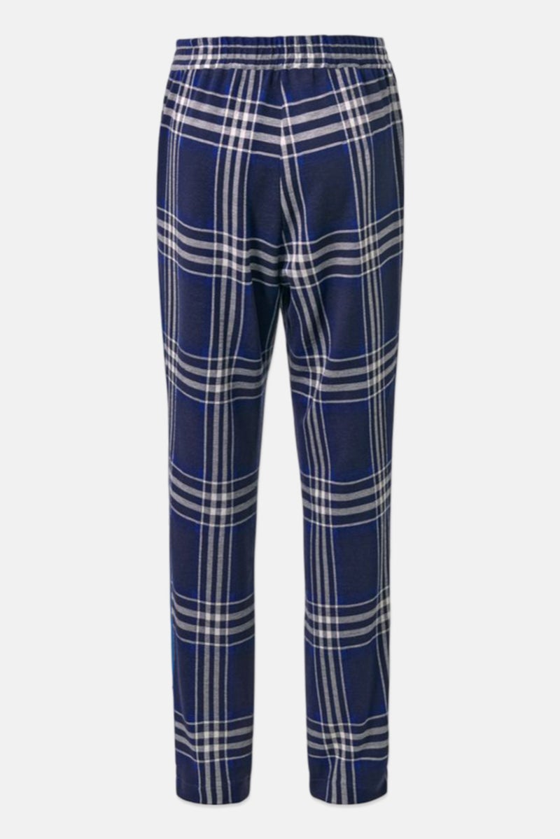 Tchibo Women Regular Fit Checkered Pants, Blue - Image 3