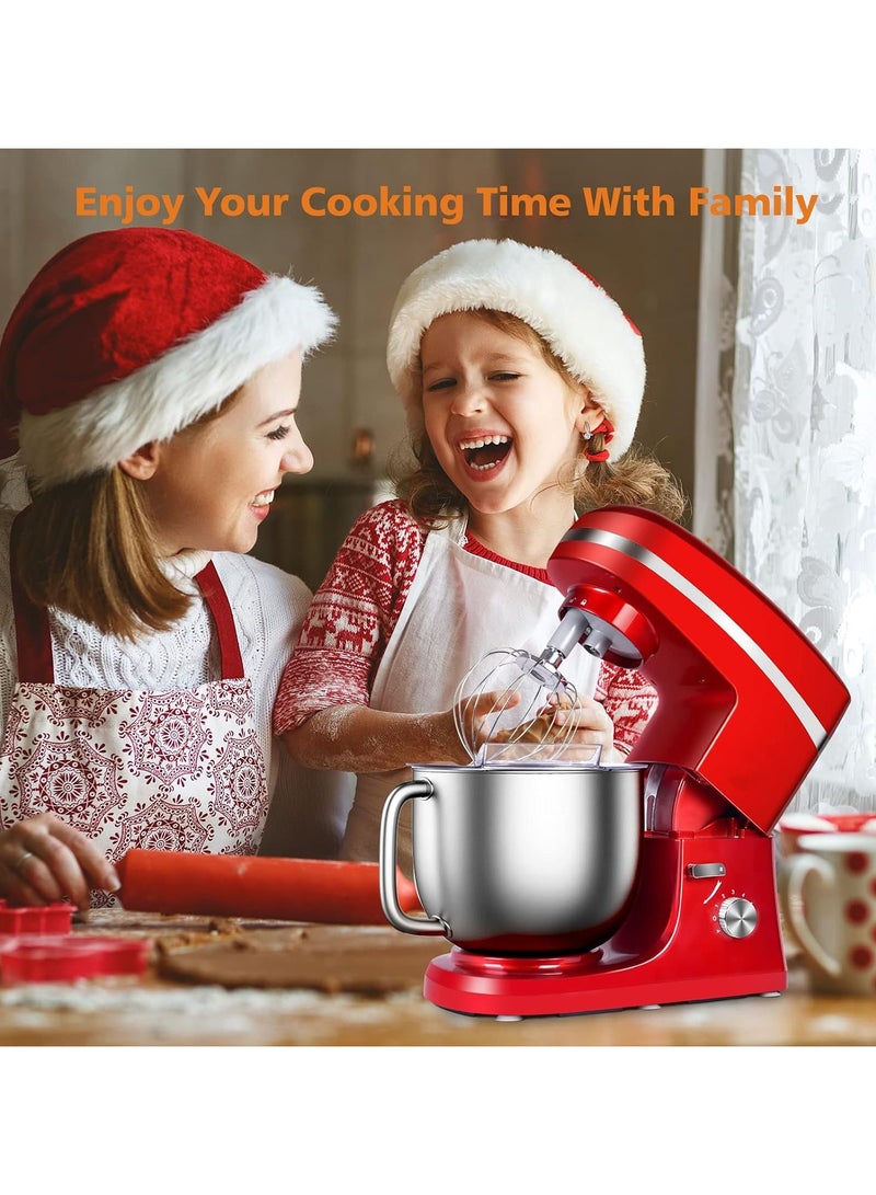 Stand Mixer Litchi 6-Speed 7 Qt Kitchen Electric Food Mixer Tilt Head Household Stand Mixer With Splash Guard Dough Hook Whisk Flat Beater Mixing Beater For Different Cooking Styles  - Image 3
