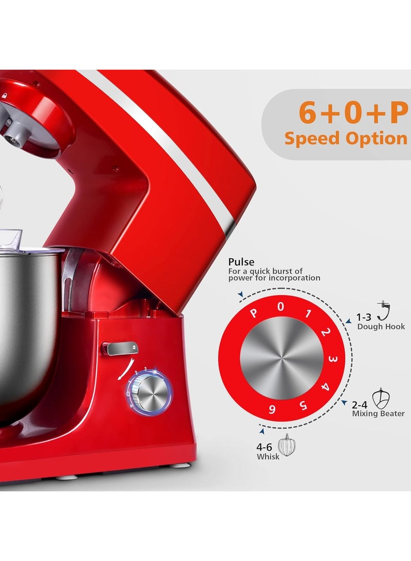 Stand Mixer Litchi 6-Speed 7 Qt Kitchen Electric Food Mixer Tilt Head Household Stand Mixer With Splash Guard Dough Hook Whisk Flat Beater Mixing Beater For Different Cooking Styles  - Image 4