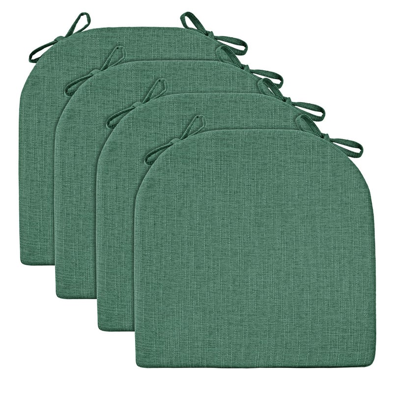 Wellsin Chair Cushions for Dining Chairs 4 Pack - Kitchen Chair Cushions with Ties and Non-Slip Backing - Dining Chair Pads 16"X16"X2", Dark Green - Image 2
