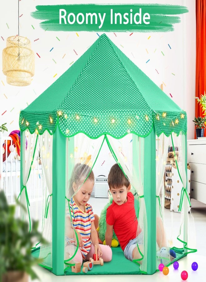 Monobeach Princess Tent Girls Green Large Playhouse Kids Castle Play Tent with Star Lights Gift Toy for Children Indoor and Outdoor Games - Image 2