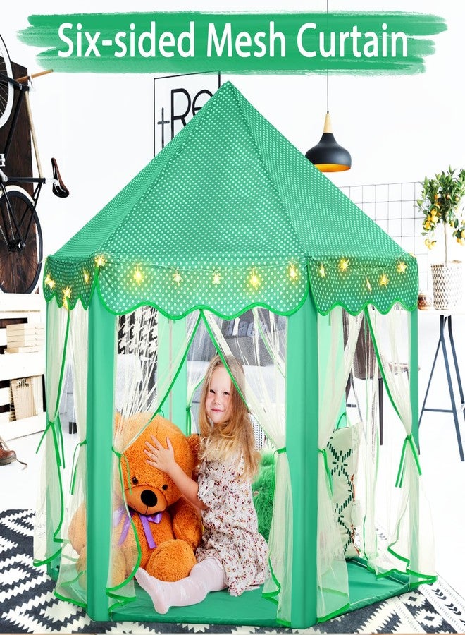 Monobeach Princess Tent Girls Green Large Playhouse Kids Castle Play Tent with Star Lights Gift Toy for Children Indoor and Outdoor Games - Image 3