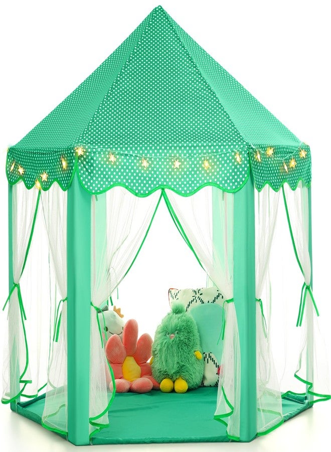 Monobeach Princess Tent Girls Green Large Playhouse Kids Castle Play Tent with Star Lights Gift Toy for Children Indoor and Outdoor Games - Image 1