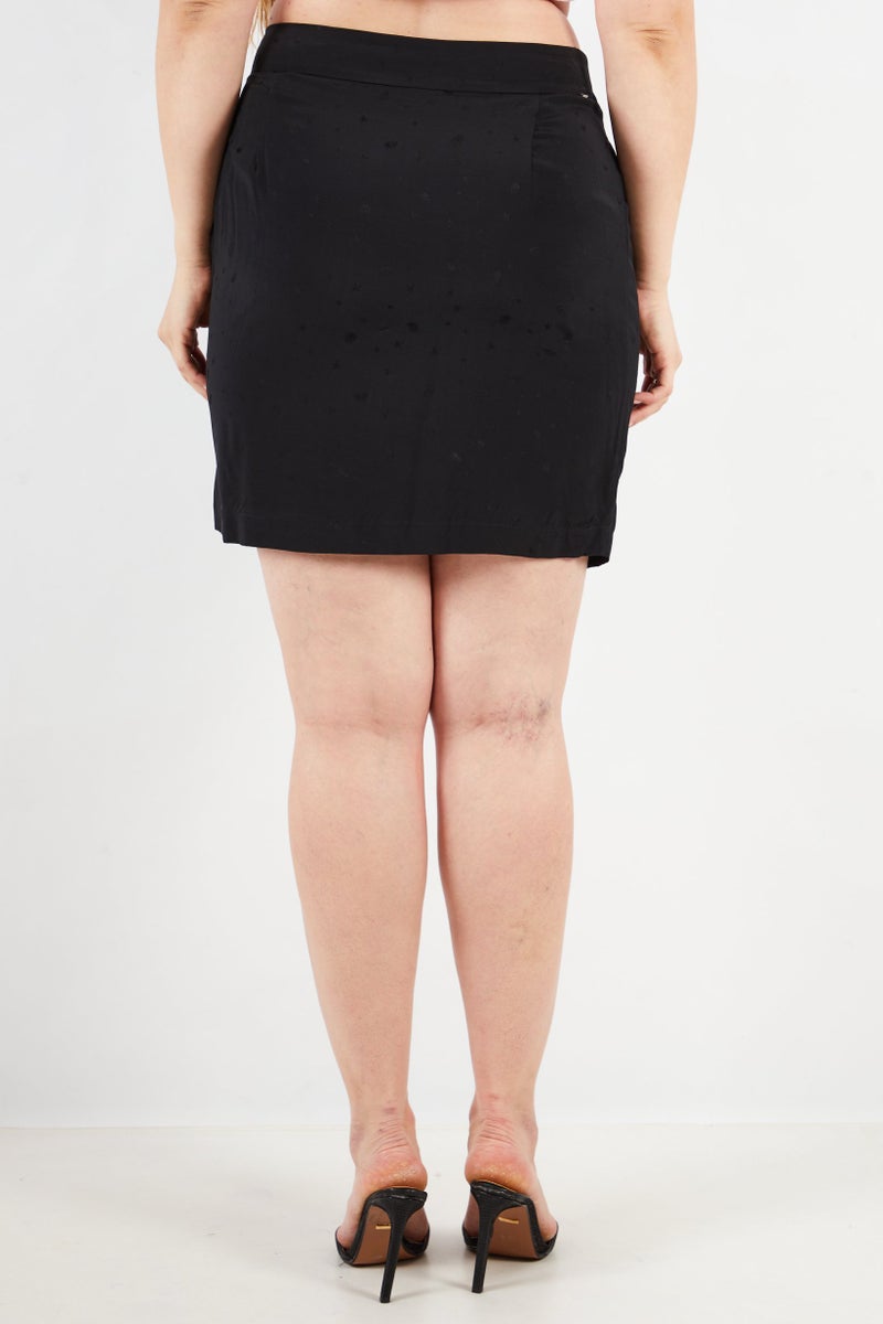 IKKS Women Regular Fit allover Print Mini Skirt, Black - Image 4