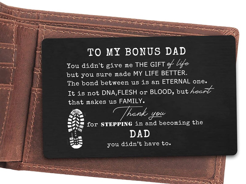 FYSIA Christmas Gift for Stepdad,Father-in-Law,Bonus Dad,Stepfather-Father's Day Wedding Present-You Didn't Give Me the Gift of Life-Wallet Insert Decor,Bonus Dad Wallet Card from Son Daughter - Image 4