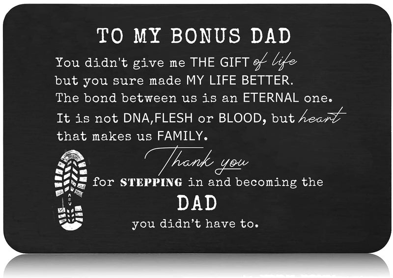 FYSIA Christmas Gift for Stepdad,Father-in-Law,Bonus Dad,Stepfather-Father's Day Wedding Present-You Didn't Give Me the Gift of Life-Wallet Insert Decor,Bonus Dad Wallet Card from Son Daughter - Image 1