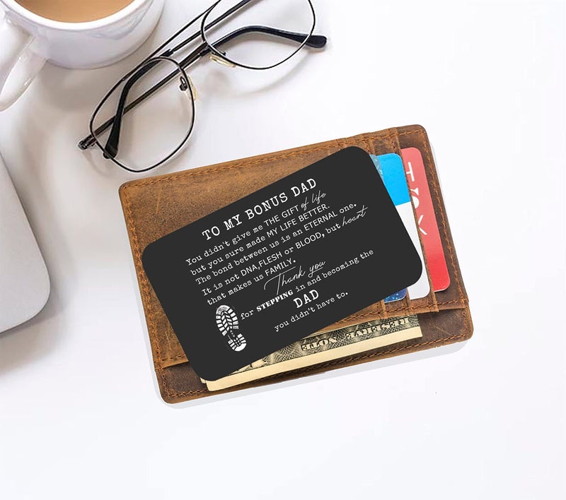 FYSIA Christmas Gift for Stepdad,Father-in-Law,Bonus Dad,Stepfather-Father's Day Wedding Present-You Didn't Give Me the Gift of Life-Wallet Insert Decor,Bonus Dad Wallet Card from Son Daughter - Image 5