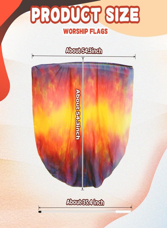 Baisdan 54"x54" Worship Flags for Dance Church, Praise Dance Flags, Silk-like Chiffon Flags with Flexible Rods & Storage Bag, Set of 2, Yellow-Orange-Black - Image 2