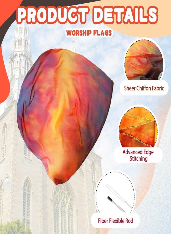 Baisdan 54"x54" Worship Flags for Dance Church, Praise Dance Flags, Silk-like Chiffon Flags with Flexible Rods & Storage Bag, Set of 2, Yellow-Orange-Black - Image 3