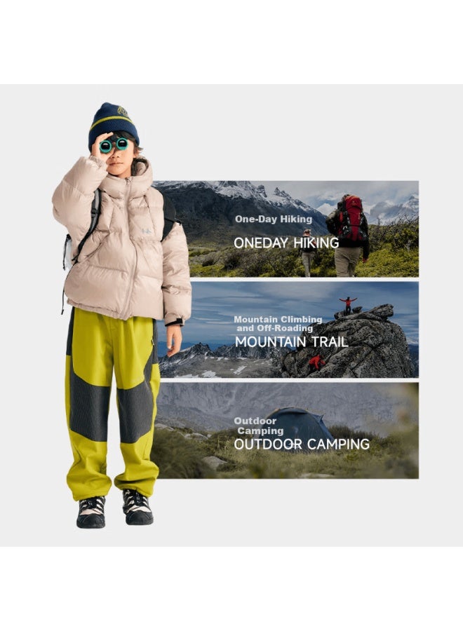 Mipoo [three-proof Fleece-lined Durable Pants] Autumn And Winter New Children's Fleece-lined Warm Long Pants Mustard Yellow 130cm - Image 2