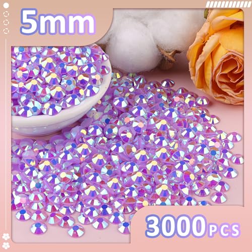 TINKRSTUFF 3000Pcs 5mm Resin Jelly Rhinestones with 1Pcs 10ml B7000 Jewelry Glue for Crafting, Lavender Purple AB Flatback Gems, Bedazzling Crystal Bulk for DIY Crafts Clothing Tumblers Shoes Nail Art Fabric - Image 2