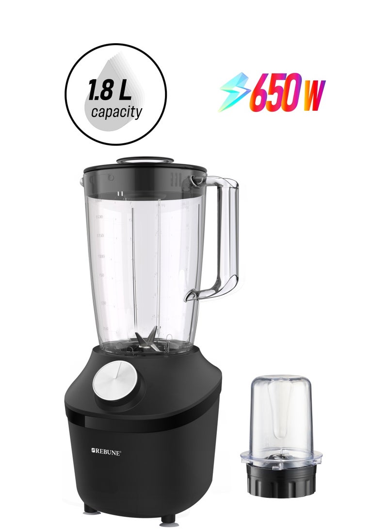 Electric Blender with 50g Coffee Grinder and Capacity 1.8 L 650 W RE-2-195 Black