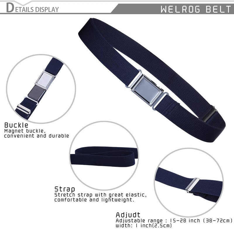 WELROG Kids Adjustable Magnetic Belt for Boys - Girls Elastic Stretch Buckle Belts Toddler - Image 3