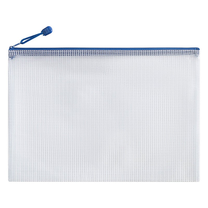 Morandi Color Grid Document Bag Thickened Waterproof Transparent Zipper Information Bag Student Textbook Classification Storage Bag - Image 1
