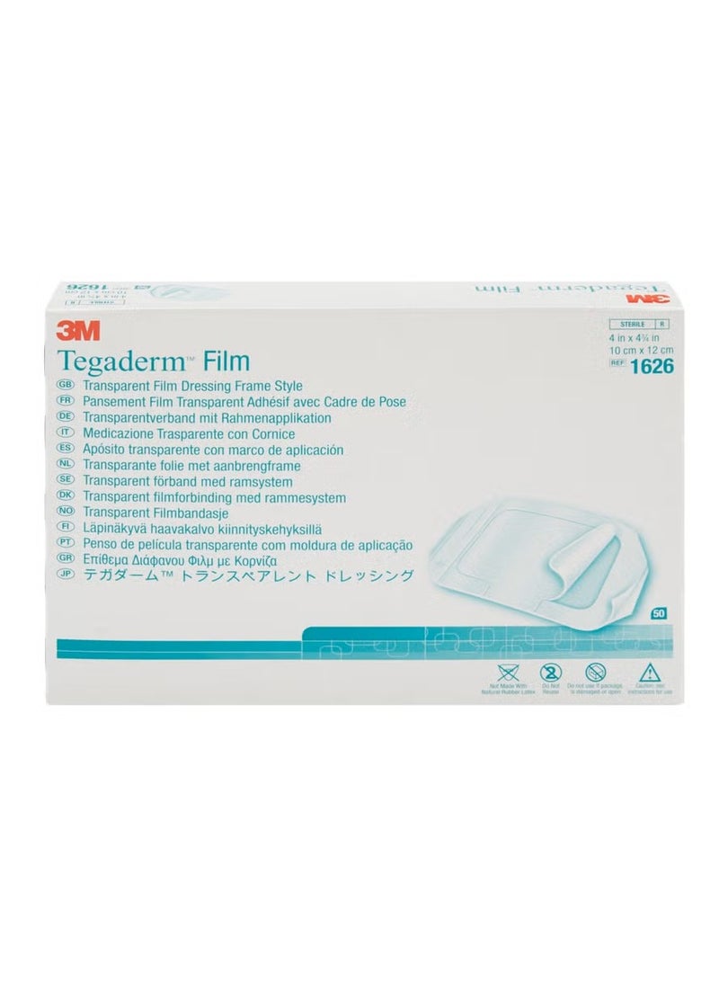 3M Pack of 50 Tegaderm Waterproof Clear Plasters 10 x 12 cm 1626W  - Image 1