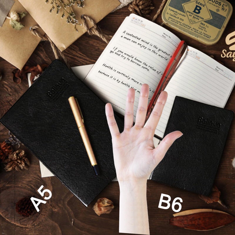 SAYEEC Thick Lined Journal Notebook 720 Pages Leather Journals for Writing B6 Soft Cover College Ruled Notebook 360 Sheets Lined Paper Memo Book Personal Daily Diary Gift for Men Work Note Taking - Image 3