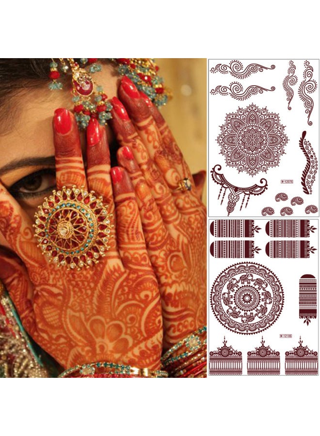 Mehendi Stickers Henna Mehendi stencil Tattoo Sticker for Hands Temporary Waterproof Mehndi Tattoo Body Art for Women & Girls - Image 3