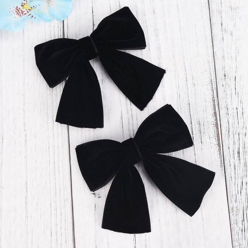 DEEKA 2 PCS 4" Hand-made Velvet Hair Bows Alligator Clips Hair Accessories for Little Teen Toddler Girls Kids Set of 2 -Green - Image 5