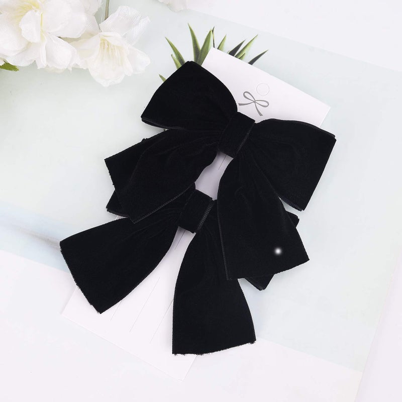DEEKA 2 PCS 4" Hand-made Velvet Hair Bows Alligator Clips Hair Accessories for Little Teen Toddler Girls Kids Set of 2 -Green - Image 4