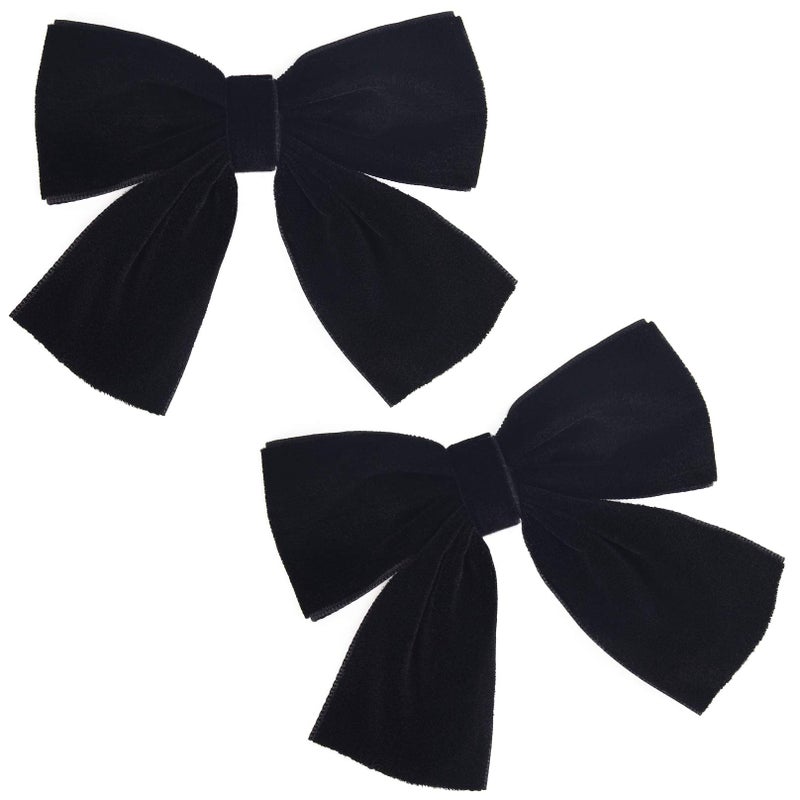 DEEKA 2 PCS 4" Hand-made Velvet Hair Bows Alligator Clips Hair Accessories for Little Teen Toddler Girls Kids Set of 2 -Green - Image 1