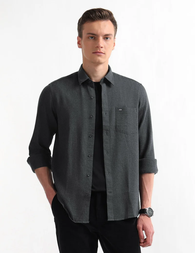 Arrow Textured Slim Fit Outdoor Shirt
