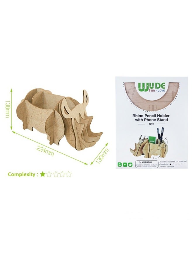 لغز Ruotai WUDE3d لغز ثلاثي الأبعاد للأطفال لغز خشبي نموذج إنشاء مجموعة لغز لعبة - اللون: WUDE: 002 حامل قلم وحيد القرن - Image 1