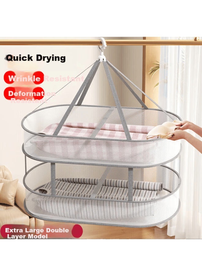 Mengting Mengtin Laundry Basket Clothes Drying Net Sweater Wool Garment Drying Tool Large Double-layer Balcony Home Use - Image 1