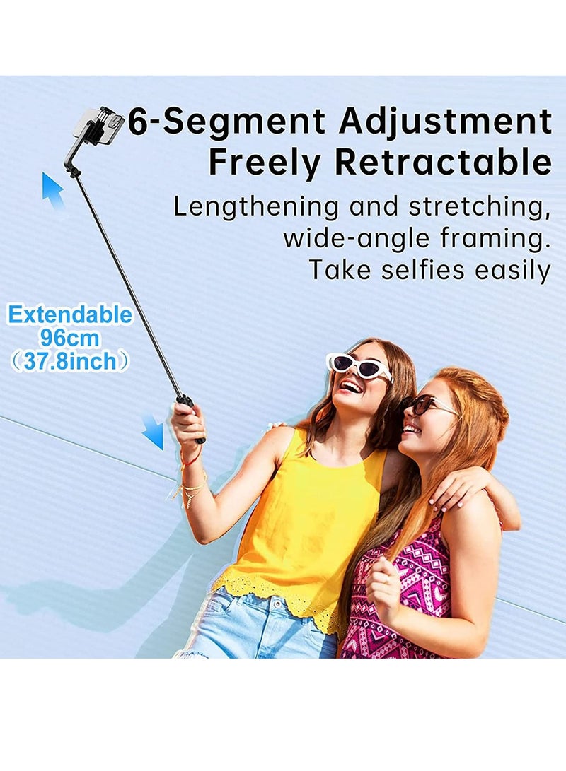 Selfie Stick with Tripod Stand upto 37.8 inch,4 in 1 Extendable Selfie Stick Bluetooth Selfie Sticks with Remote and Large Reinforced Tripod Compatible with iPhone Oneplus Vlogging  - Image 2