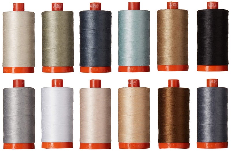 Christa Quilts Piece and Quilt Neutrals Aurifil Thread Kit 12 Large Spools 50 Weight CW50PQN12 Assorted 12 count pack of 1