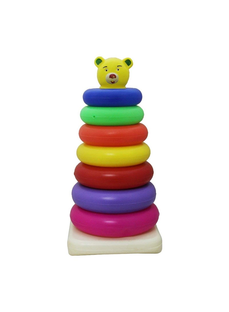 Tall Teddy Stacking Toy With 7 Colorful Rings For Baby To Grasp Shake And Stack Multicolored Teddy Stacking  Age 6 Months And Older  - Image 2