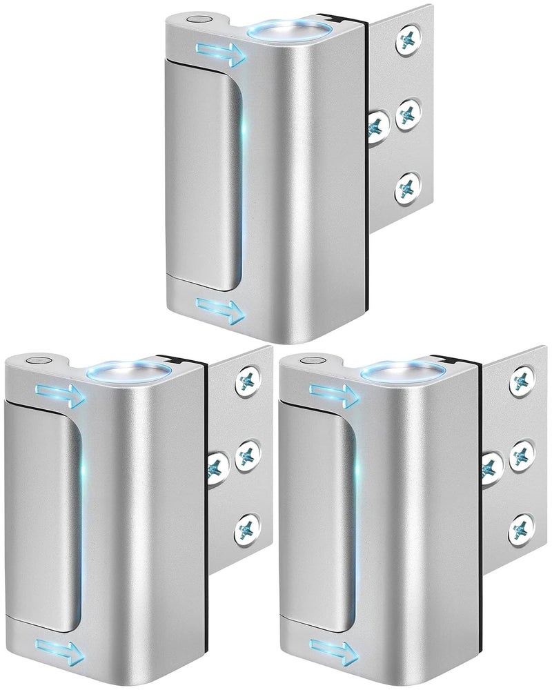 WINONLY Home Security Door Lock 3 Pack Metal Door Reinforcement Lock for Kids Safety Top Front Door Child Proof Safety Lock Defend High Security Door Locks Latch Withstand 800lbs for Inside Swing Door Chain - Image 1