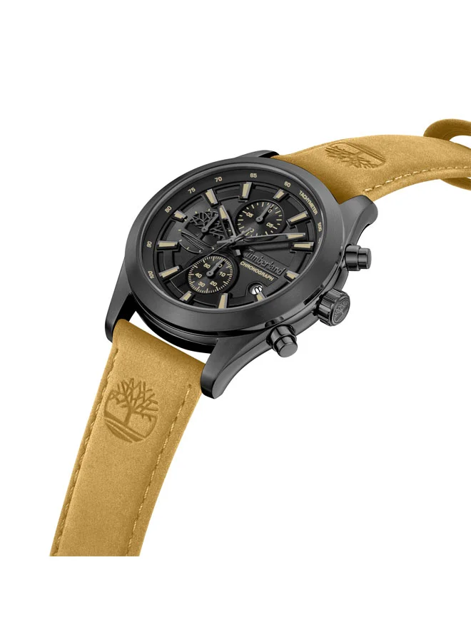 تمبرلاند Ashmont Black Dial Leather Strap Chronograph Watch for Men, 44mm