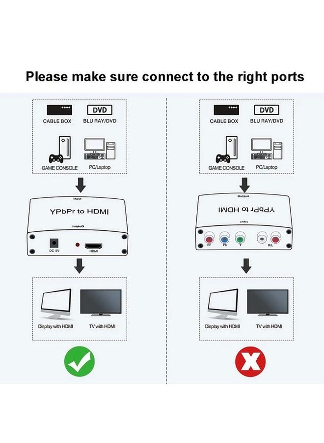 محول YPbPr إلى HDTV مع محول صوتي يعمل بالطاقة عبر USB لجهاز Xbox 360 وDVD وPSP إلى الشاشة - Image 5