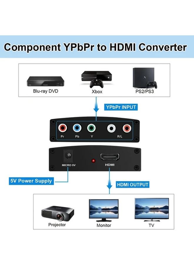 محول YPbPr إلى HDTV مع محول صوتي يعمل بالطاقة عبر USB لجهاز Xbox 360 وDVD وPSP إلى الشاشة - Image 3