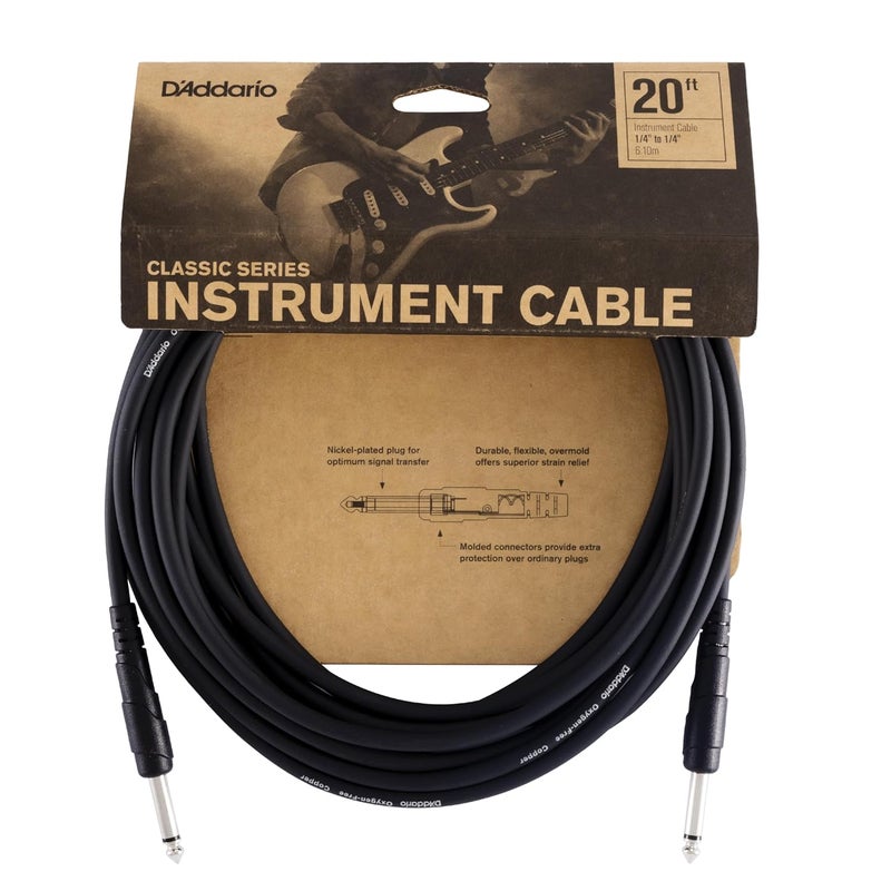 Planet Waves Classic Series Instrument Cable, 20 feet-Black - Image 1