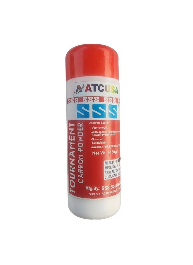 ATCUSA Tournament Carrom Powder 150 gm | Professional Carrom Board Powder | Extra Smooth Then Super Disco Powder | SSS Jumbo Pack 150 Grams | Stroke Master Professional Grade International Specifications |  - Image 1