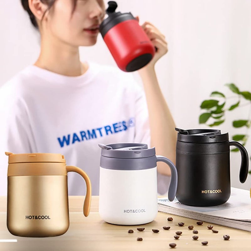 Leeonz 350ml Thermos Cup 304 Stainless Steel Insulated Coffee Mug with Handle Thermos Cup for Home Office (White) - Image 4