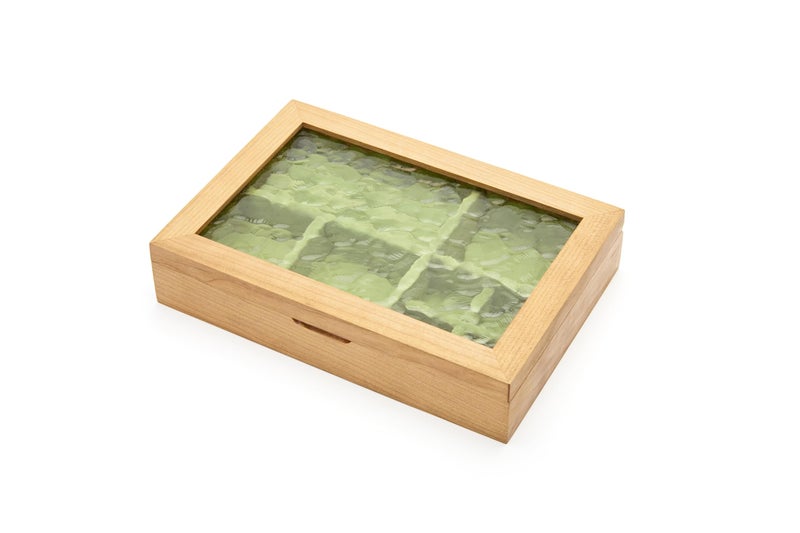 pandapark Wooden Jewelry Box with Glass Lid, Multi-Compartment Storage Display Case, Walnut Brown (Green Cherry) - Image 4
