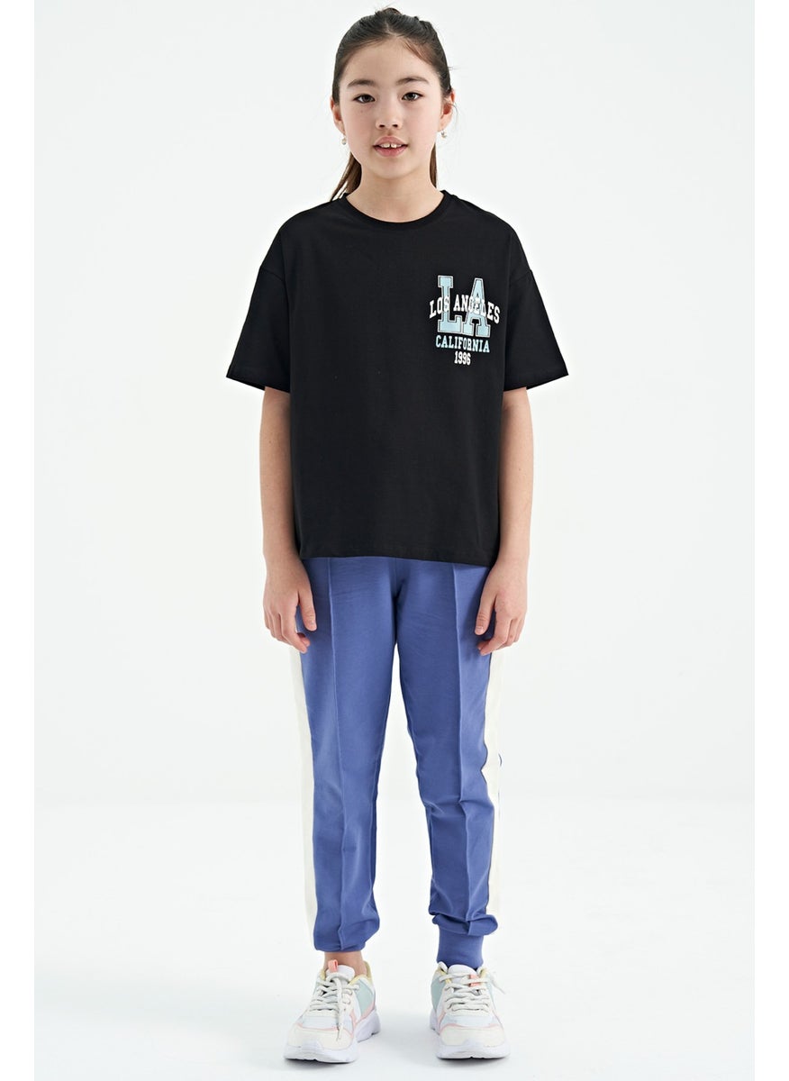 Tommy Life - Black Front Back Printed O Neck Oversize Short Sleeve Girls T-Shirt - 75127 - Image 1