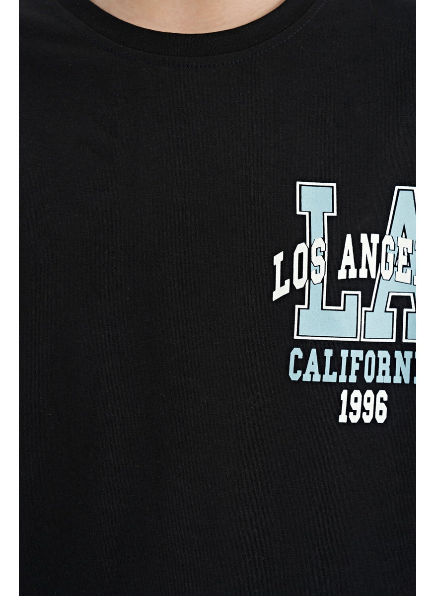 Tommy Life - Black Front Back Printed O Neck Oversize Short Sleeve Girls T-Shirt - 75127 - Image 1