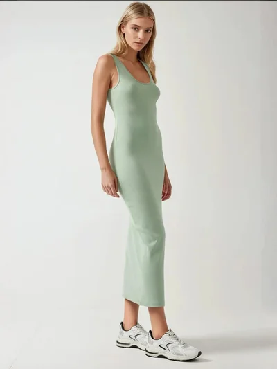 زوبعة فستان ميدي بلمسة ناعمة أساسي